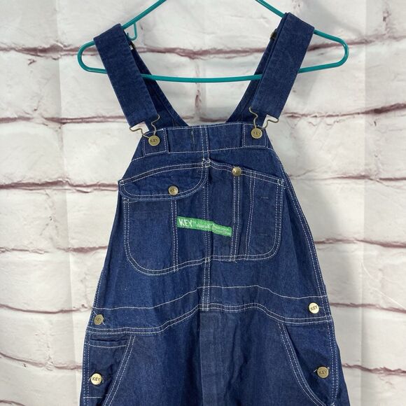 Mens KEY IMPERIAL Carpenter Bib Overalls 38x32 Denim Blue Utility Workwear - Picture 2 of 16